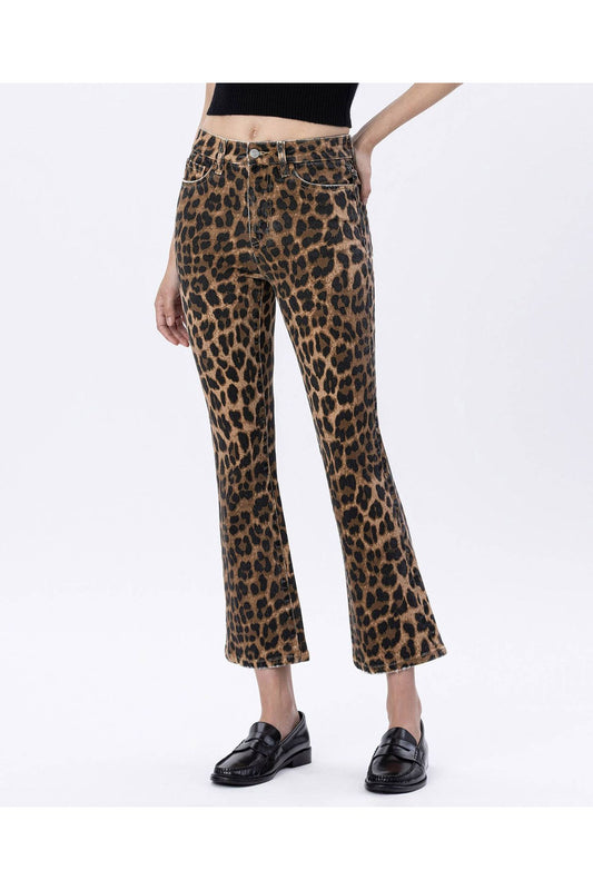 Vervet High Rise Leopard Print Kick Flare Jeans