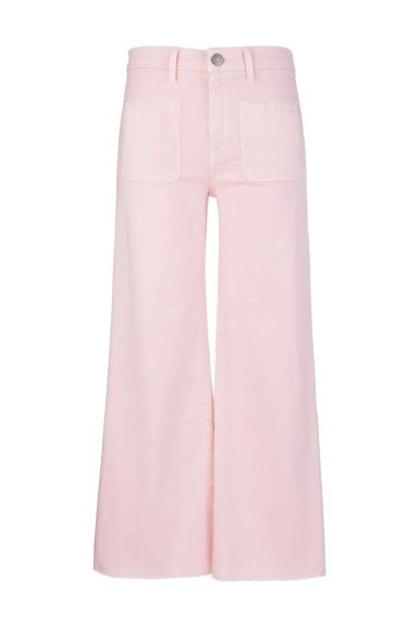 High Rise Wide Leg Raw Hem Pants