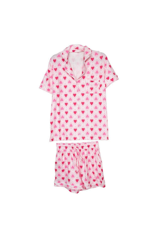 Light and Hot Pink Hearts Valentine's Pj Sets Women