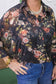 Floral Button Down Oversized Sheer Blouse