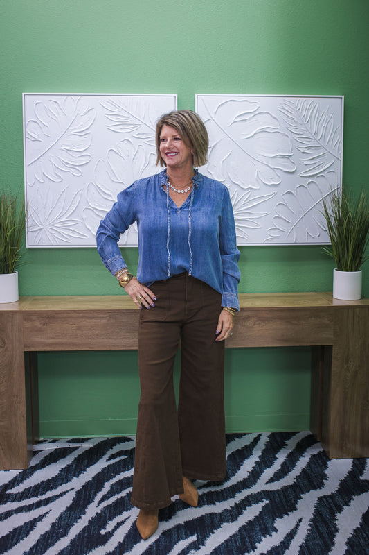 Wash This Way Chambray Blouse