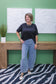 Mineral Washed Pin Striped Barrel Jeans
