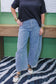Mineral Washed Pin Striped Barrel Jeans