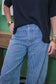 Mineral Washed Pin Striped Barrel Jeans