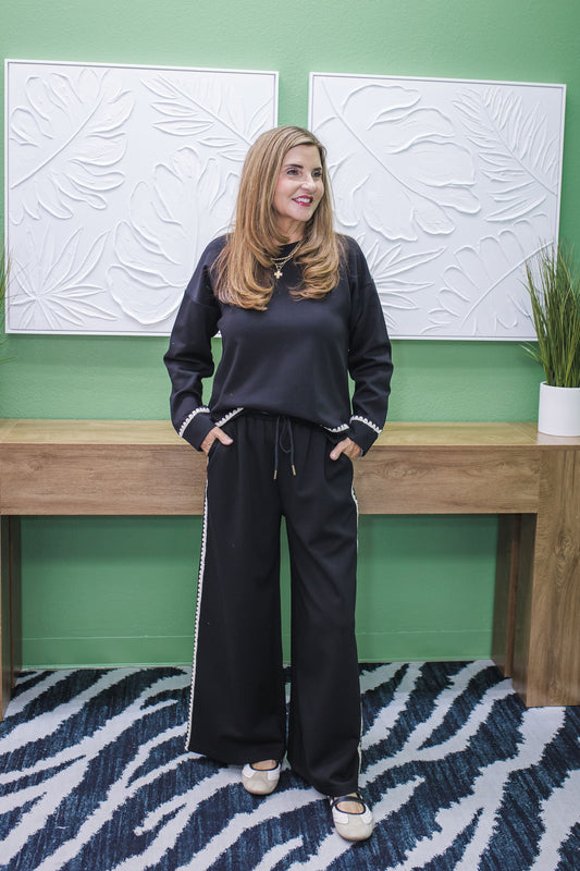 Going Places Black Embroidered Set