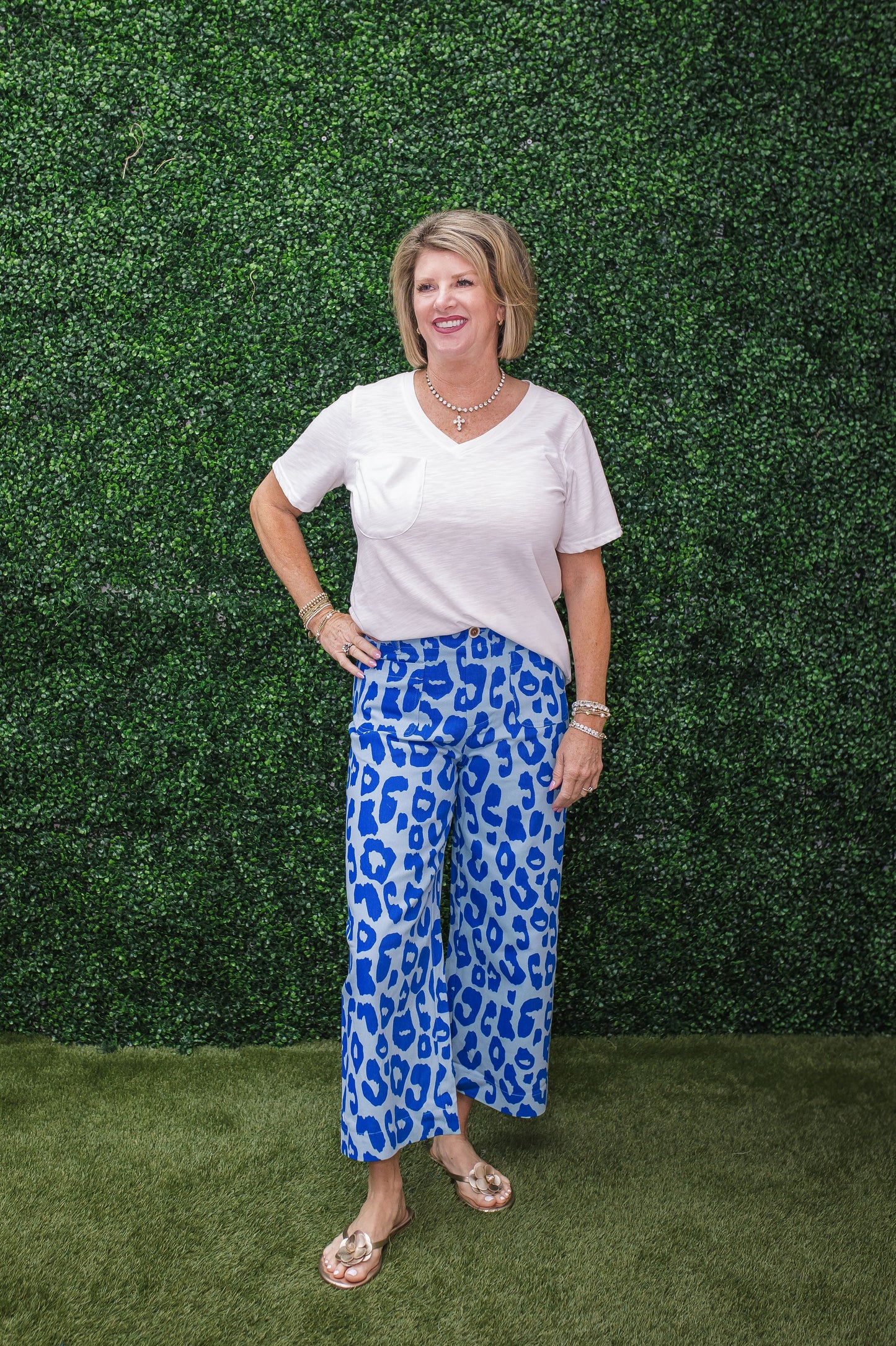 Colette Cropped Wide-Leg Leopard Pants