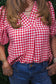 Lynn Gingham Puff Sleeve Collared Blouse