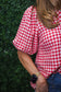 Lynn Gingham Puff Sleeve Collared Blouse
