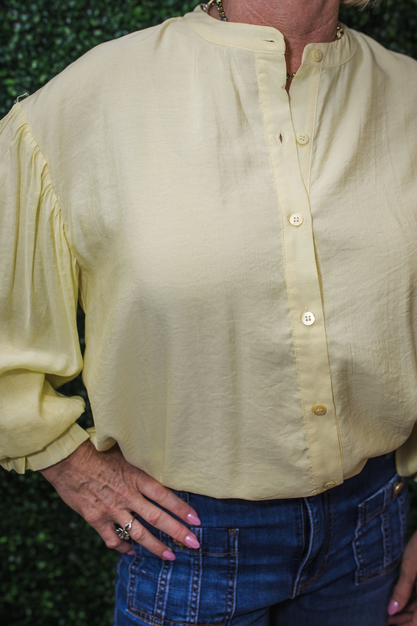 Balloon Sleeve Solid Blouse