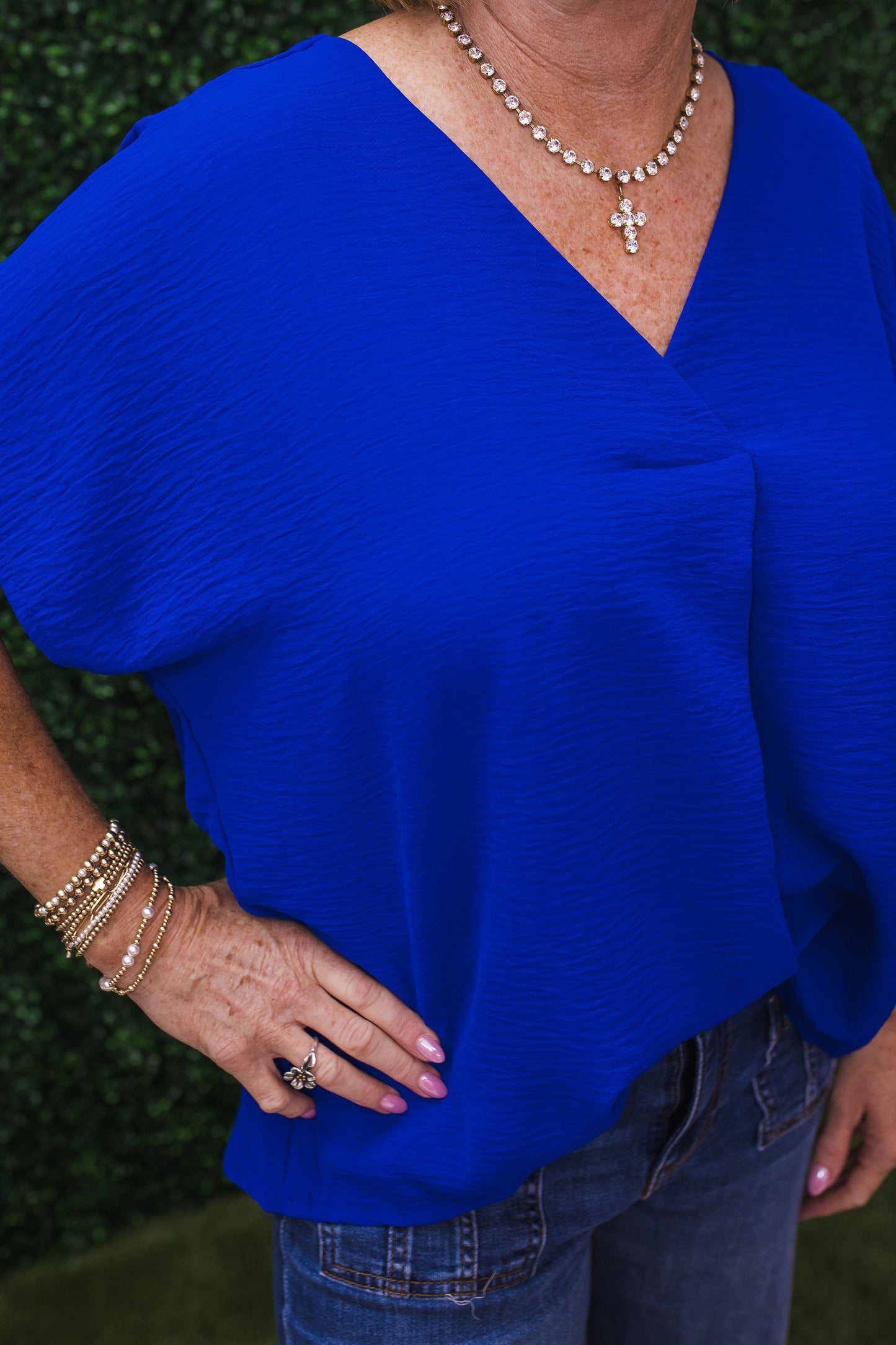 Rally Royal Blue Vneck Blouse
