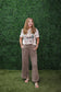 Mineral Washed Terry Knit Pants- Dark Chocolate