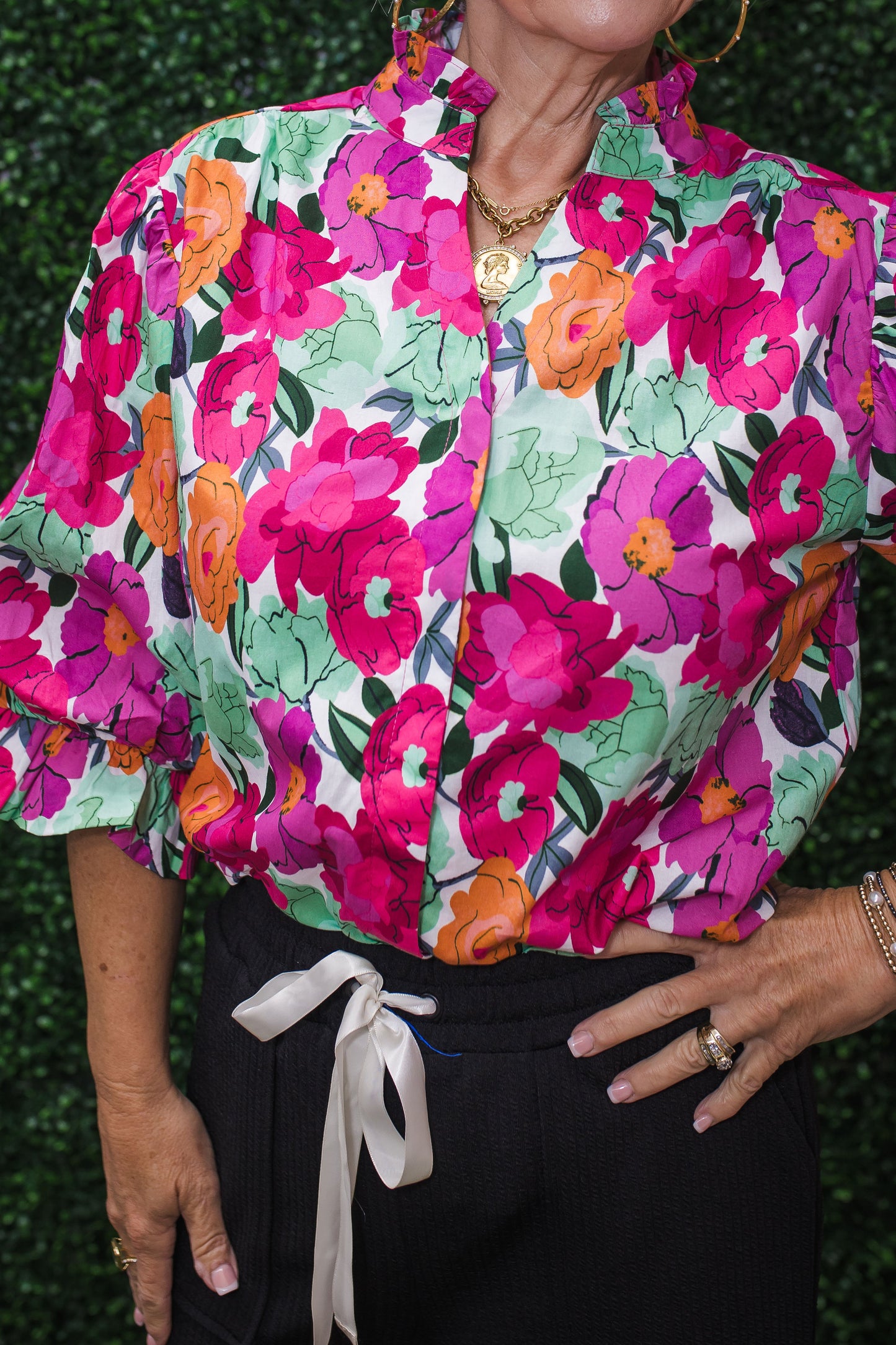 Vibrant Floral 3/4 Sleeve