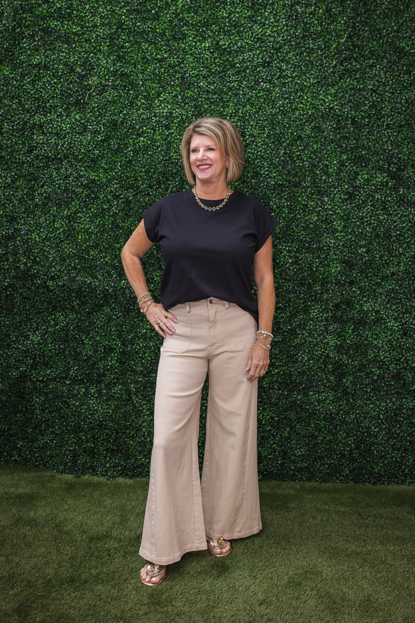Renee Ecru Wide Leg Pant
