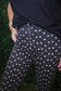 Black Denim Polkadot Flare Jeans