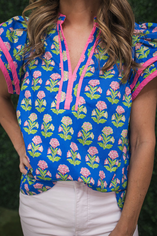 Shaun Floral Print Flutter Sleeve