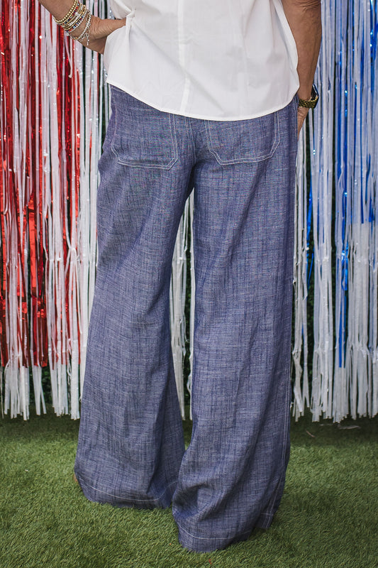 String Tie Straight Leg Pants
