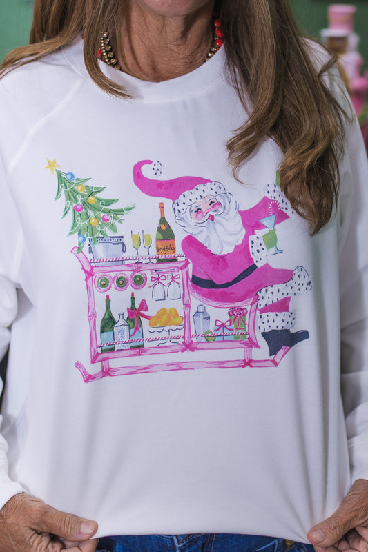 Santa Bar Cart Lightweight Sweatshirt