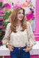 Katy Metallic Blouse w/Ruffle Neckline