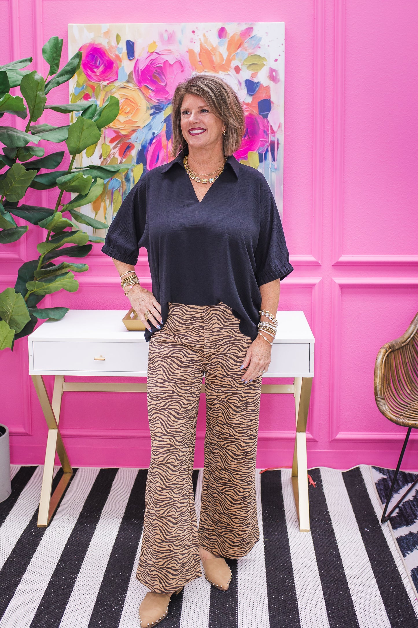 Jamie Zebra Print Wide Leg Pant