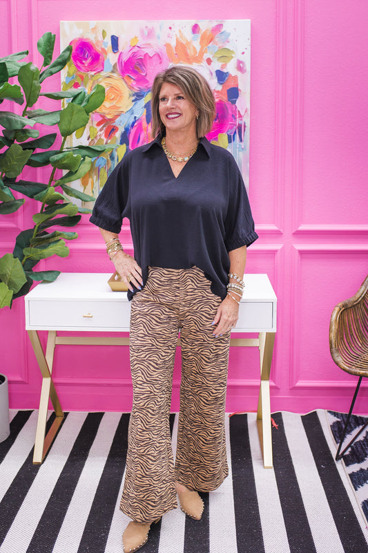 Jamie Zebra Print Wide Leg Pant