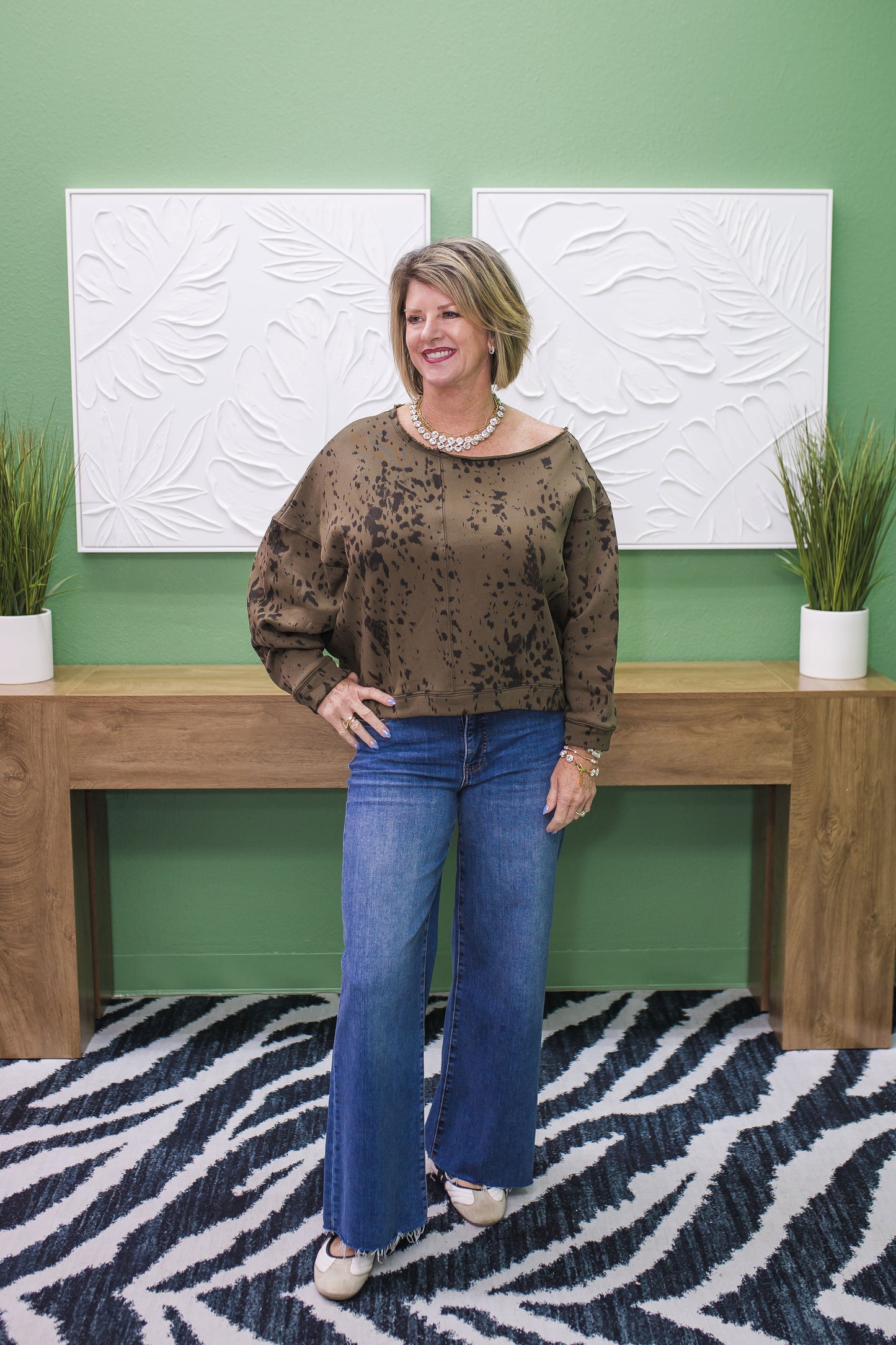 Speckled Effect One Shoulder Sweatshirt