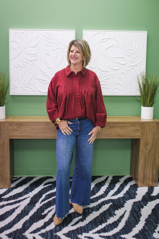 Sharon Smocked Detail Blouse