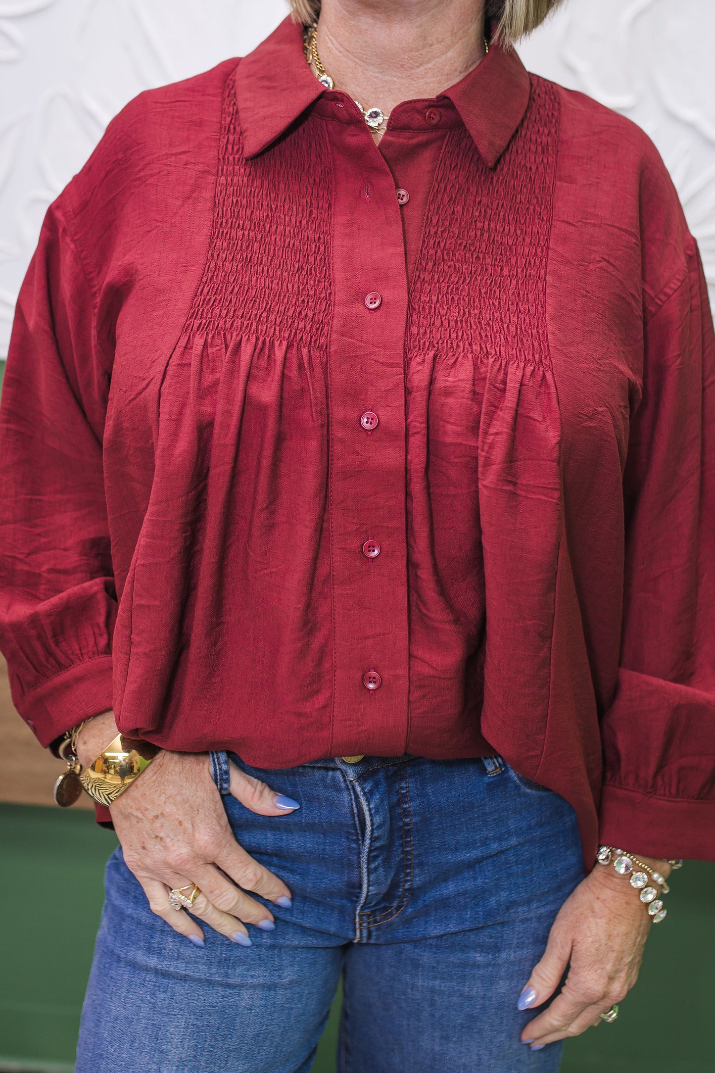 Sharon Smocked Detail Blouse