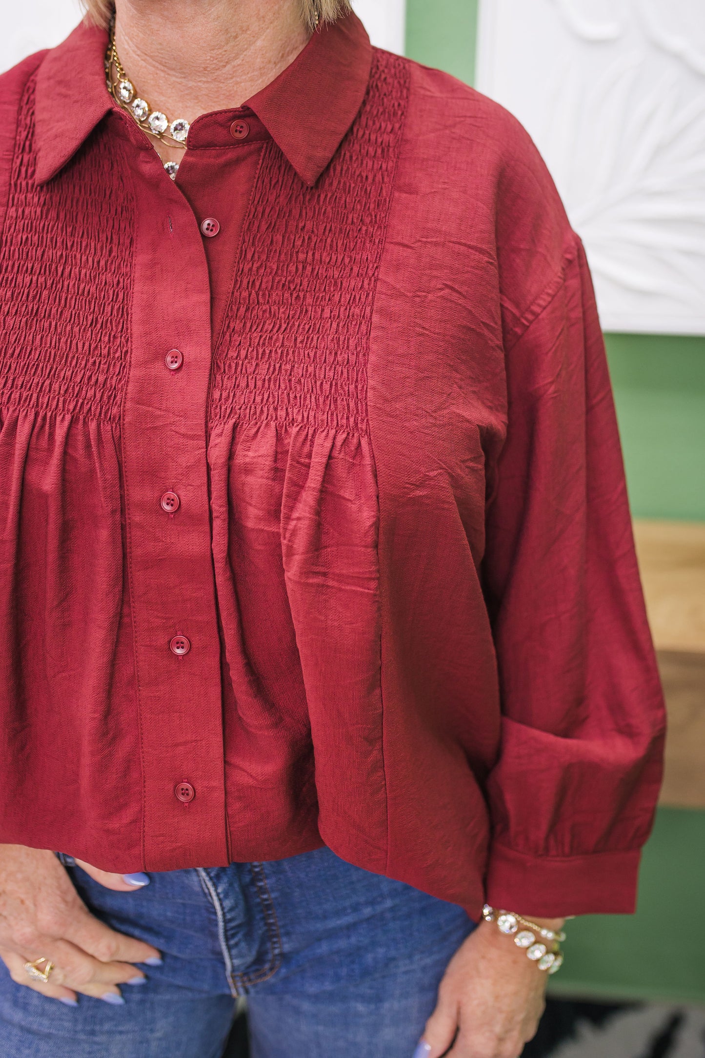 Sharon Smocked Detail Blouse