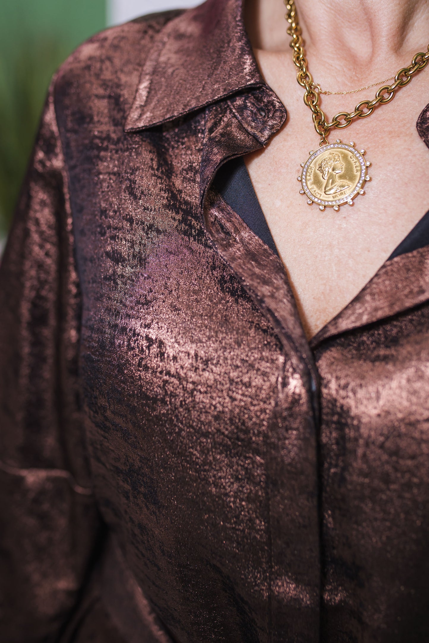 Gwen Metallic Dress w/Tie