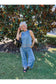 Embroidered Denim Tank & Wide-Leg Pants Set