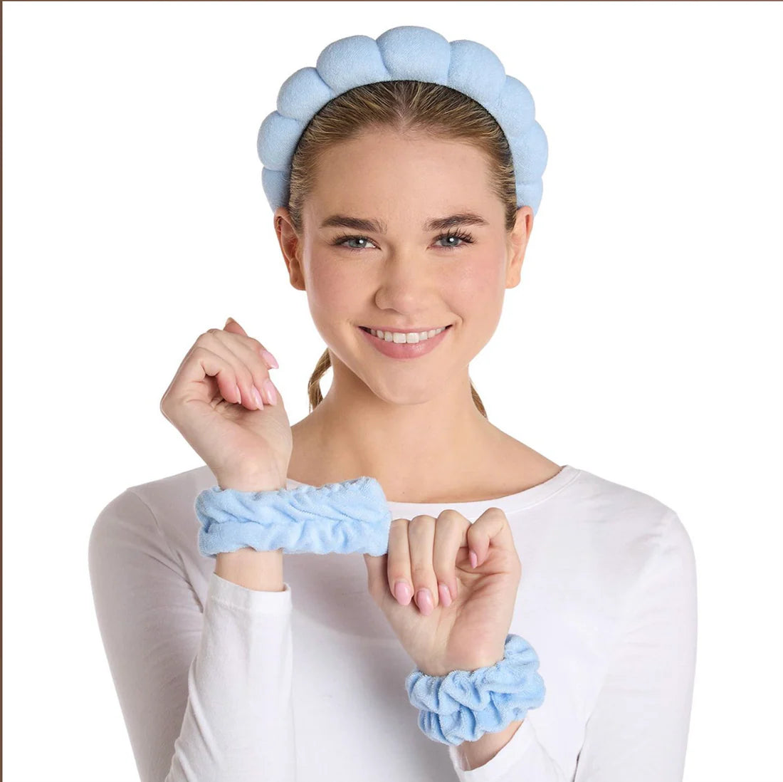 Prep and Glow Spa Bubble Head and Wristband Set.