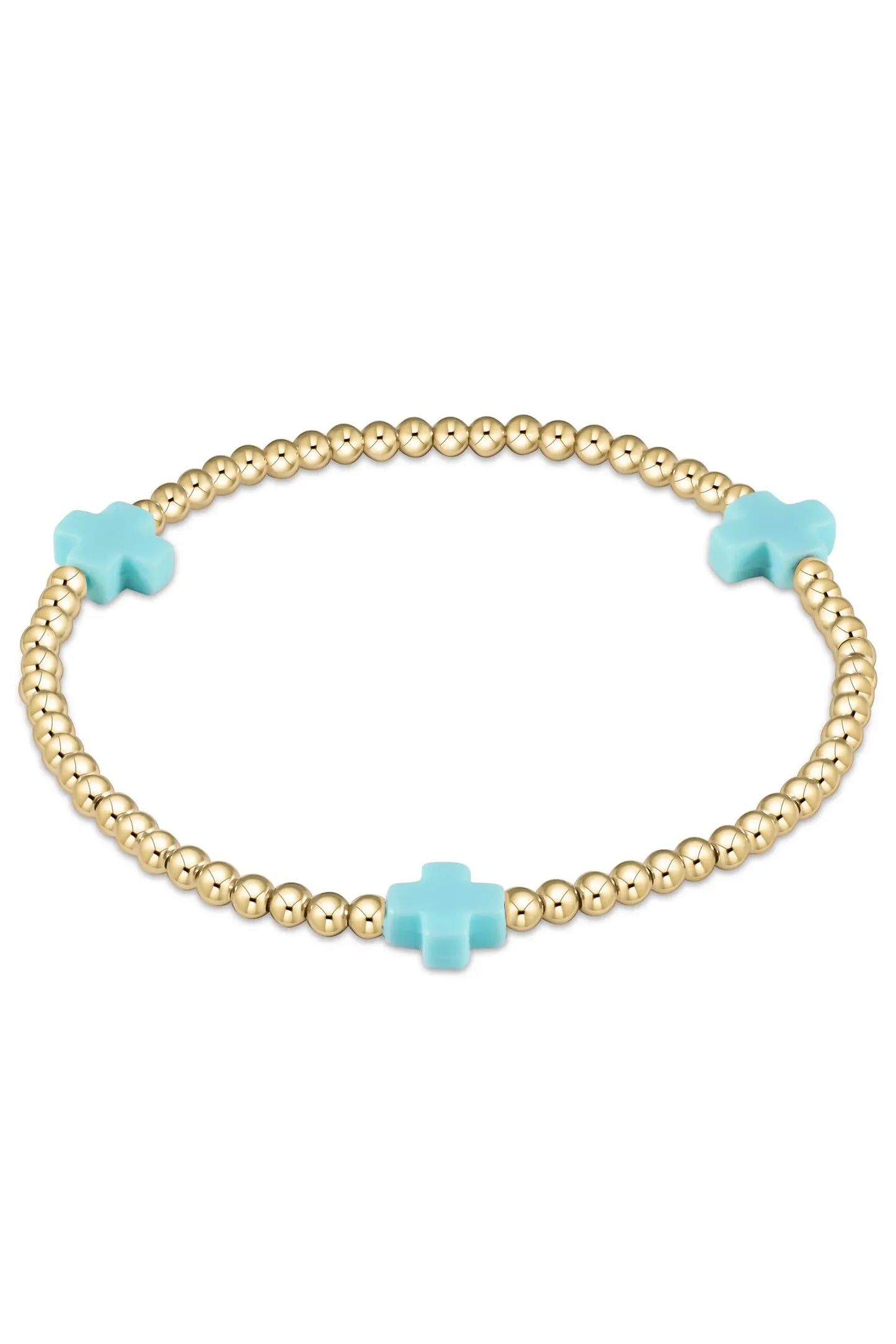Signature Cross Gold Pattern 3mm Bead Bracelet (choice of 4 cross colors)✔️