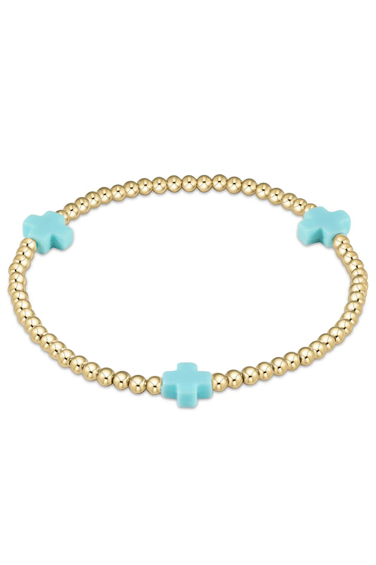Signature Cross Gold Pattern 3mm Bead Bracelet (choice of 4 cross colors)✔️
