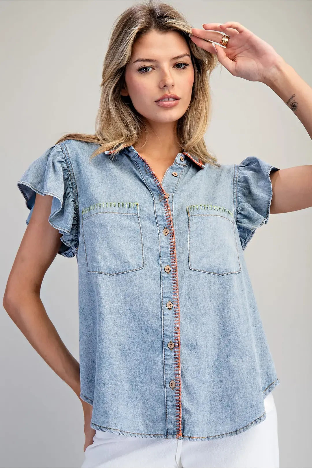Lainey Chambray Top