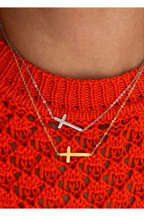 Medium Gold Cross Necklace