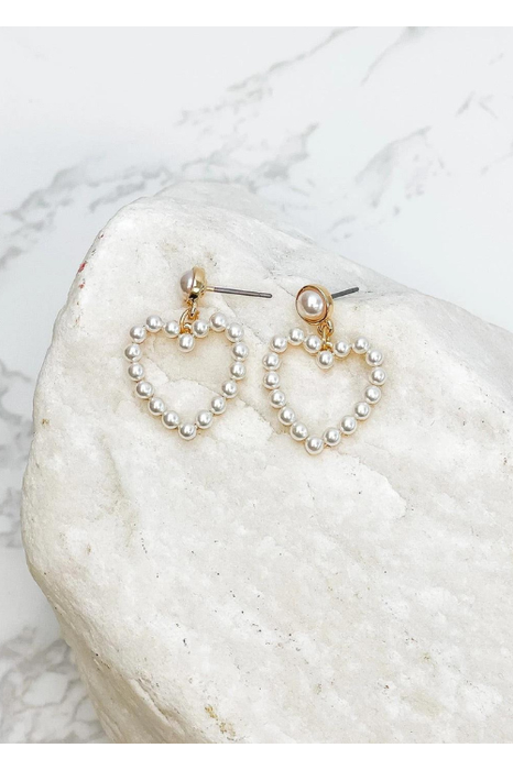 Gold/Pearl Heart Shaped Earrings