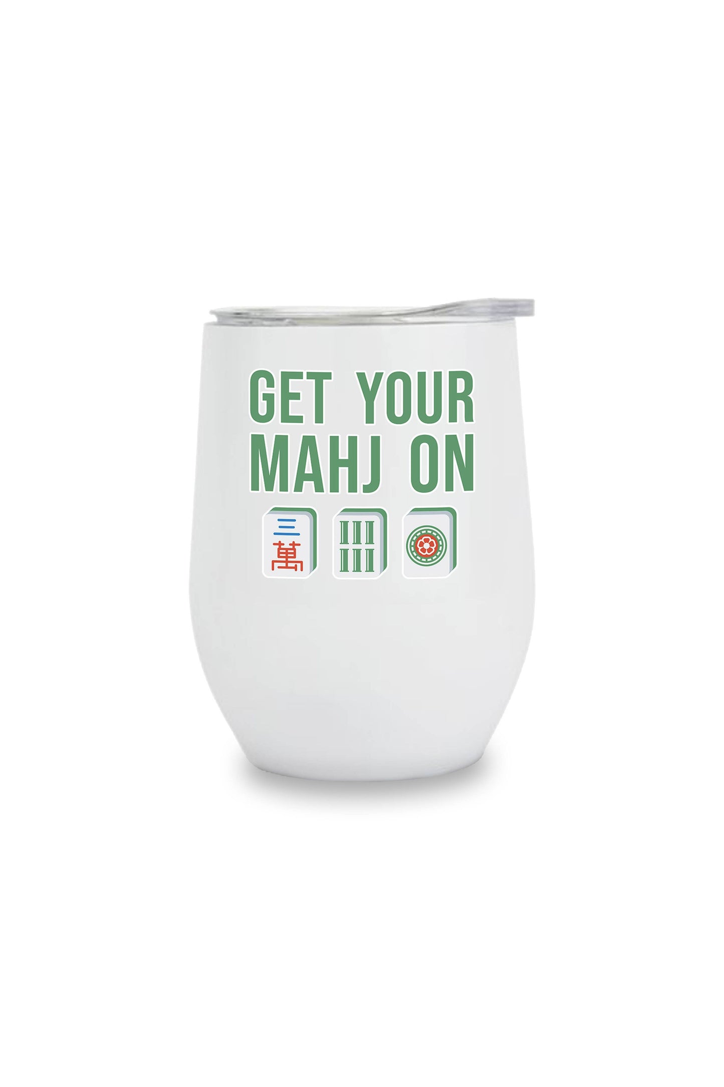 Insulated Wine Tumbler - (White)  Mahjong Tiles