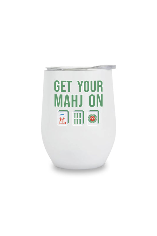 Insulated Wine Tumbler - (White)  Mahjong Tiles