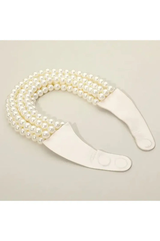 Multi Layered Pearl Beaded Magnetic Statement Collar Necklace