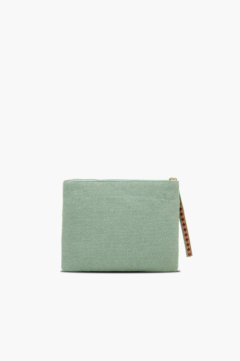 Mahjong Luxe Fully Hand-Beaded Top Zip Clutch