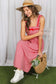 Velvet Trim Strap 100% Cotton Gingham Midi Dress