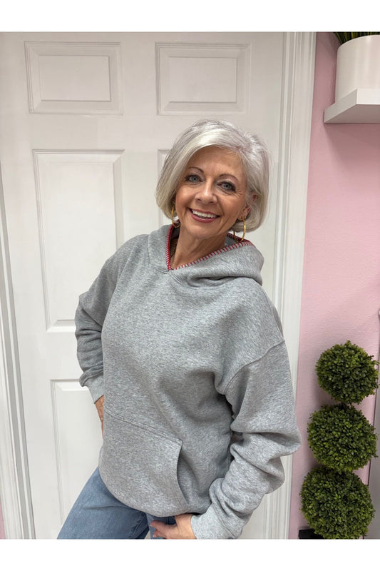 Heather Grey Whip Stitch Hoodie