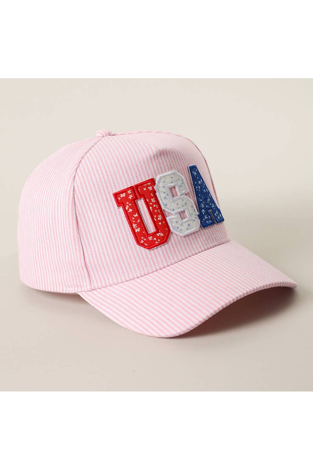 USA Letter Patch Striped Trucker Hat
