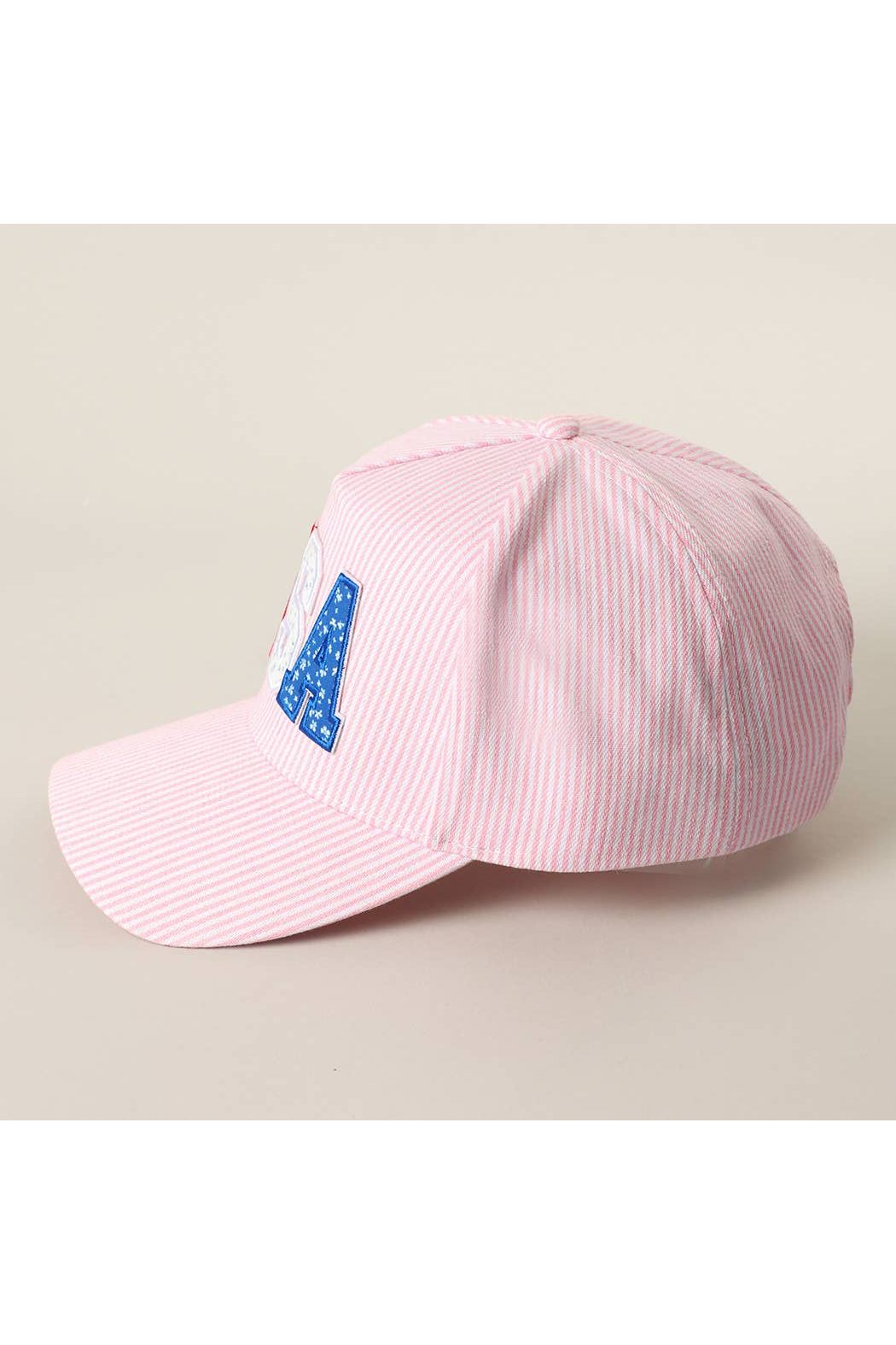 USA Letter Patch Striped Trucker Hat