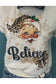 Leopard Santa Believe Rhinestone Graphic Tee