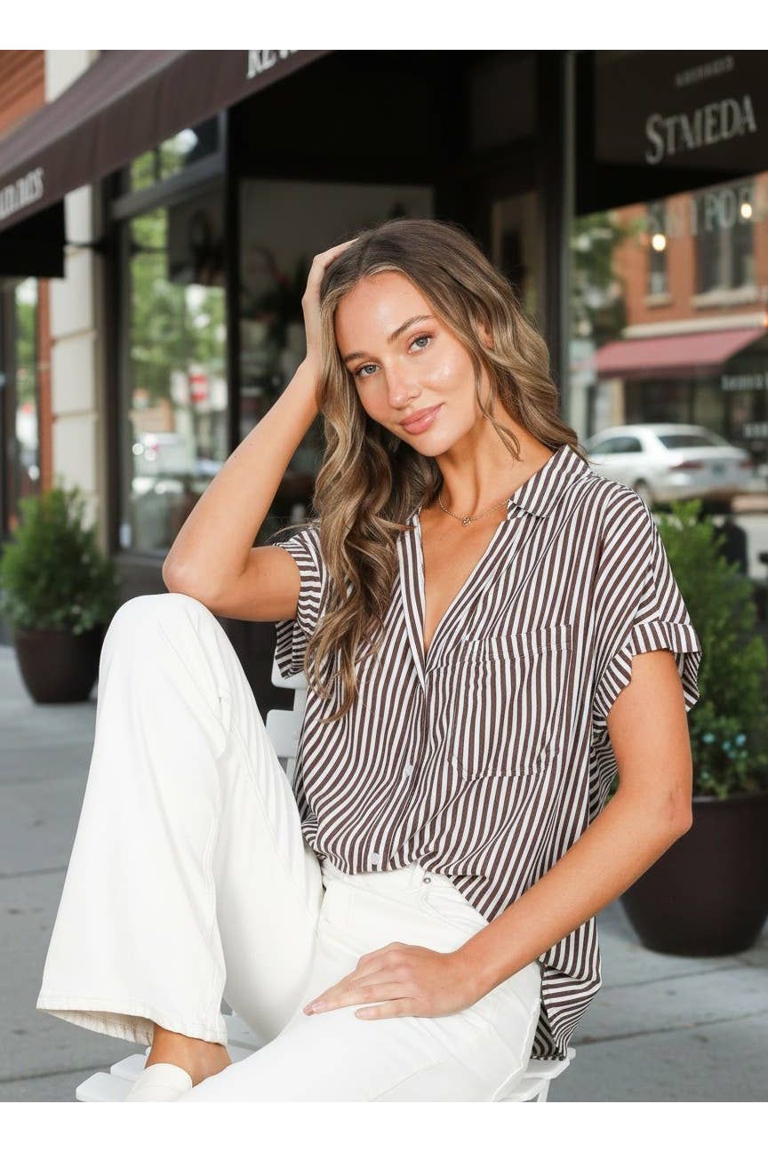 Peyton Striped Collared Blouse