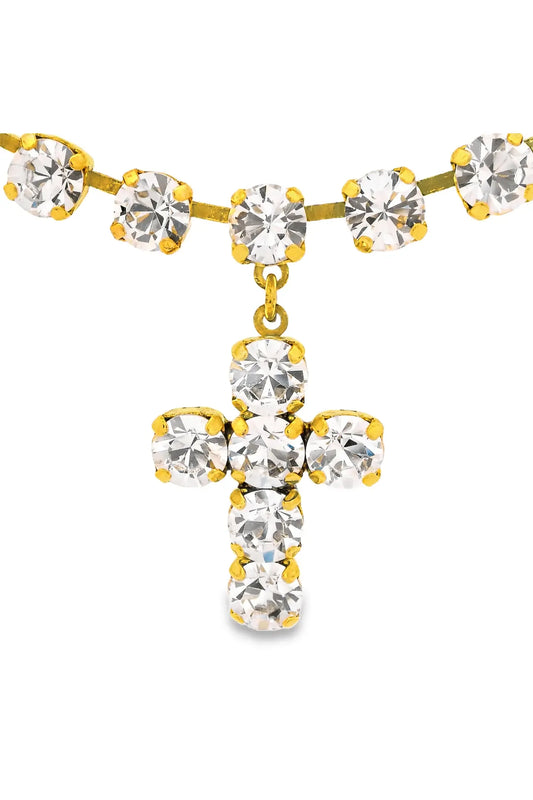 Tova Baby Donatella Necklace Antique Gold/Clear