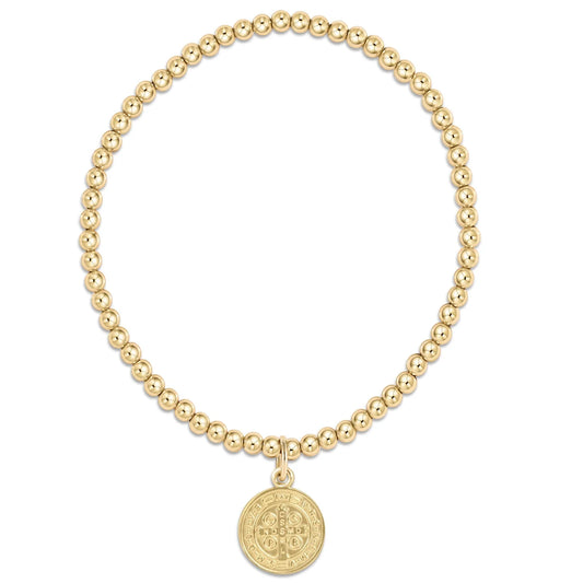 Classic Gold 3mm Bead Bracelet with Blessing Gold Disc