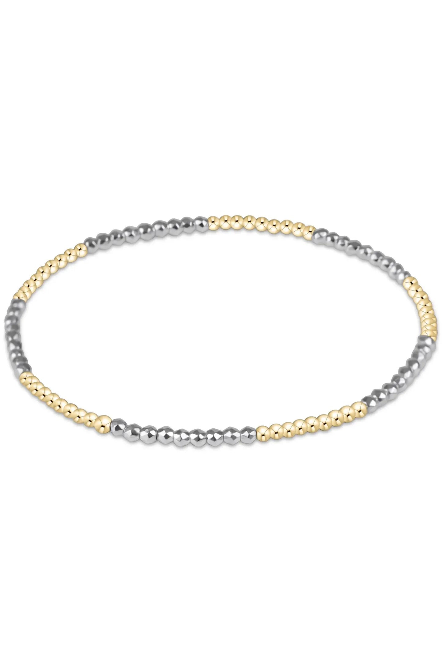 EN Blissful Pattern 2mm Bead Bracelet  Bright Silver Faceted Hematite✔️