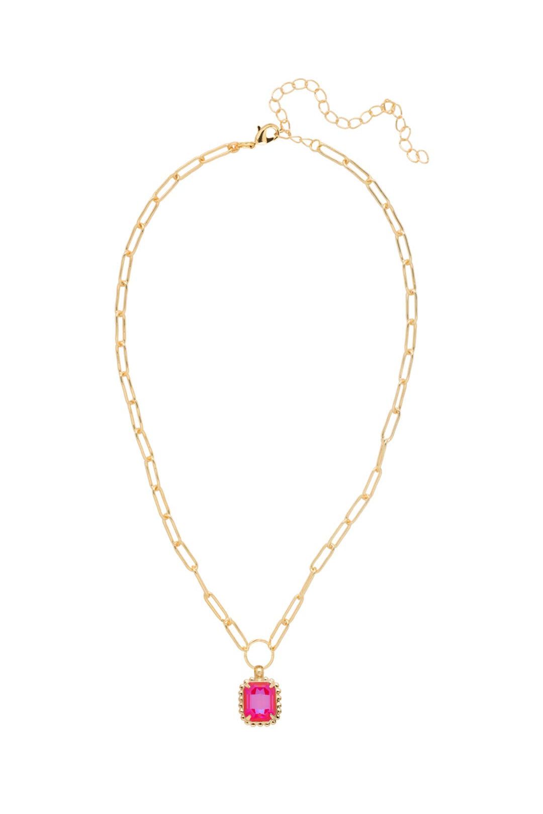 Octavia Scalloped Pendant Necklace in Red